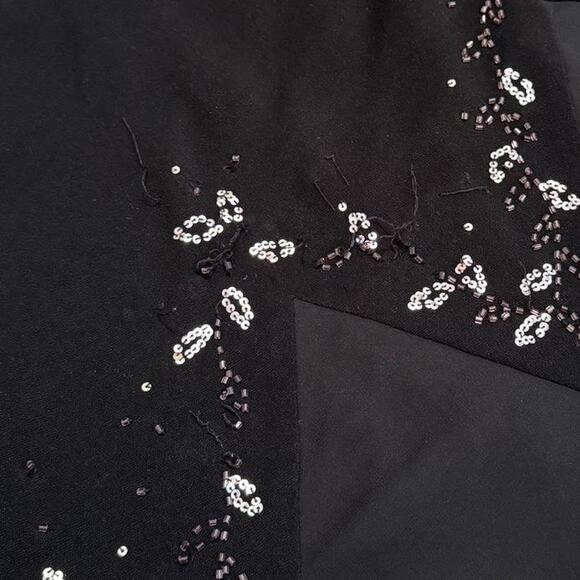 VTG Y2K Black & Purple Beaded Silver Sequin Asymmetrical Dark Fairy Maxi Skirt - Picture 7 of 8